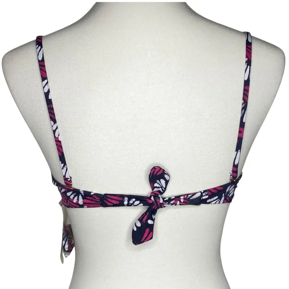 J. Crew Bikini Top Navy Convertible Underwire Geometric Fan Print 32D Small NWT - Picture 10 of 16